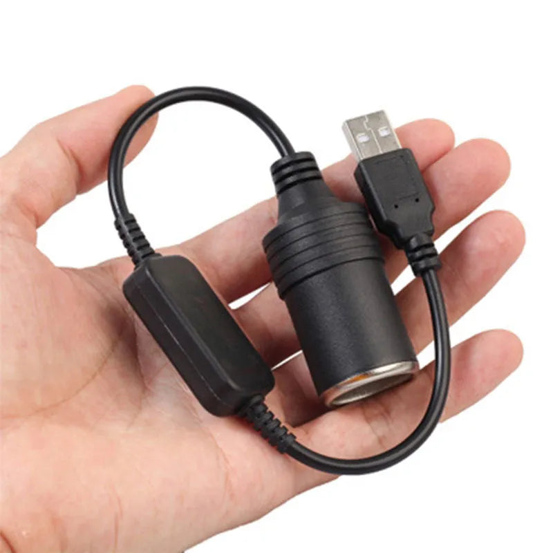 Electronic dog car cigarette lighter with USB retractable line 30cm copper wire black