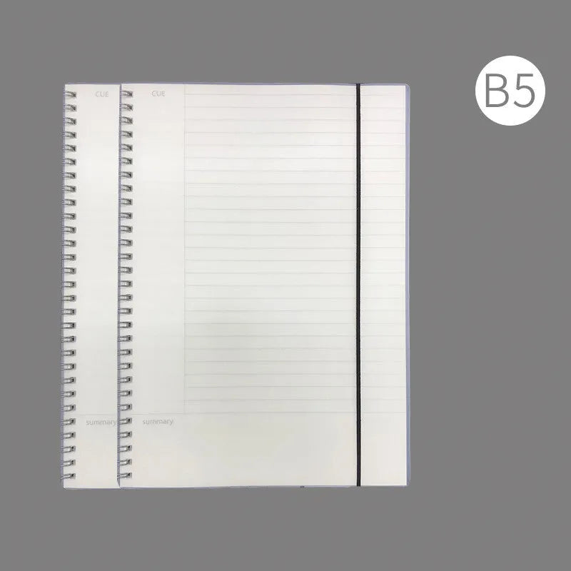 A4 hard surface accounting notebook with PP cover showing grid, line, and lattice ruling options