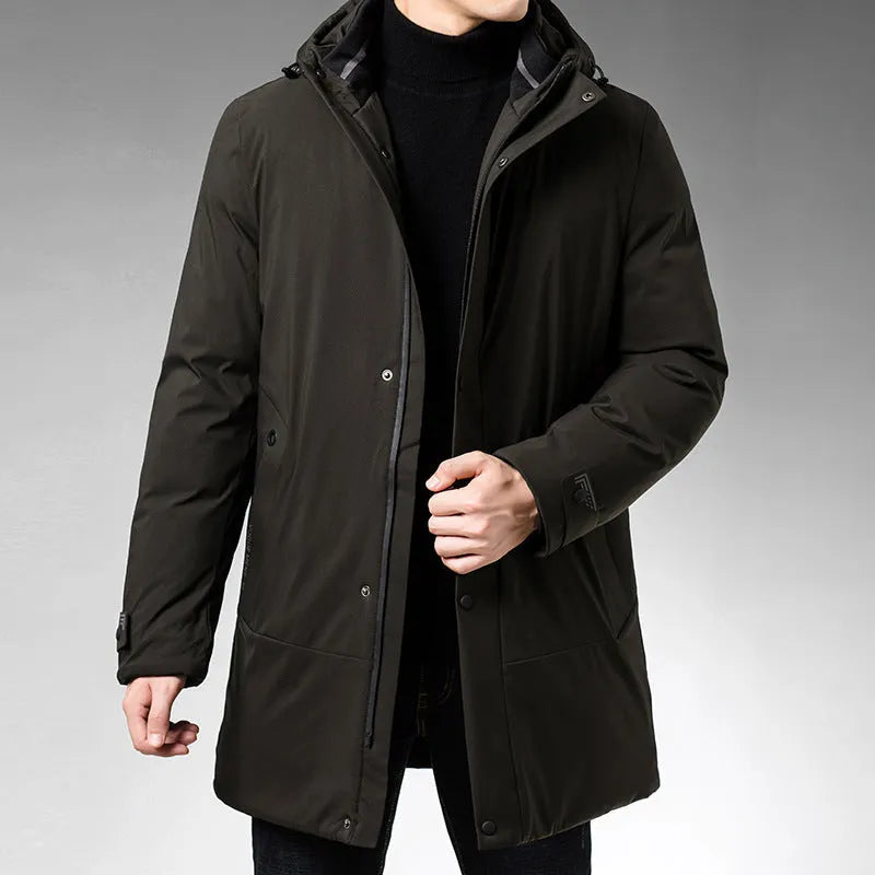 Men's polyester fibre top in Black and Green, with size options from 175 to 195, for warm everyday wear