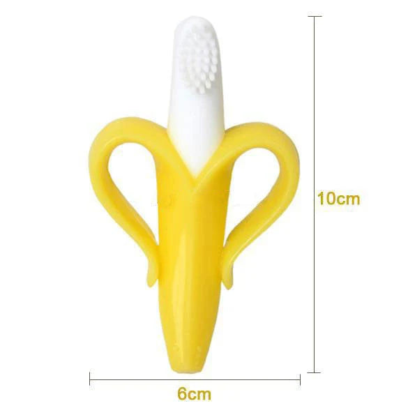 Food grade silicone banana teether toy for babies, safe and soothing for teething
