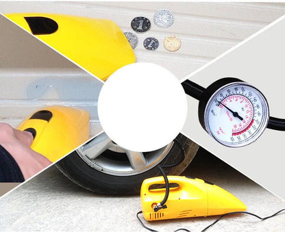 Portable 3-in-1 Air Pump and Vacuum Cleaner in yellow, compact and lightweight design
