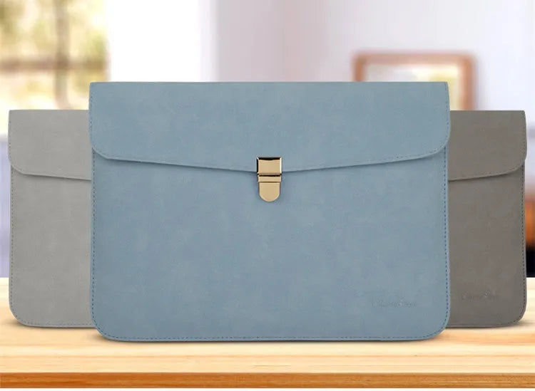 Notebook inner bag in matte PU fabric for 12-14 inch laptops, simple hand bag style