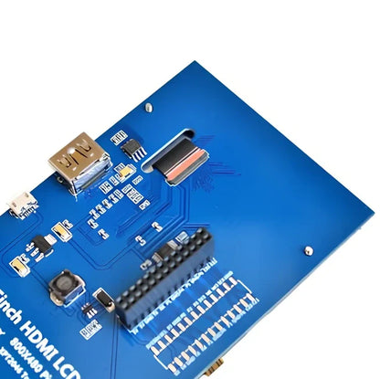 5 inch 800x480 HD touch LCD display connected to Raspberry Pi via HDMI and GPIO
