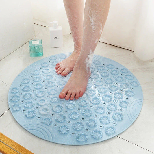 Textured Surface Round Shower Mat with Massage Texture, Non-Slip Suction Cups, and Drainage Holes for Kiwi Bathrooms