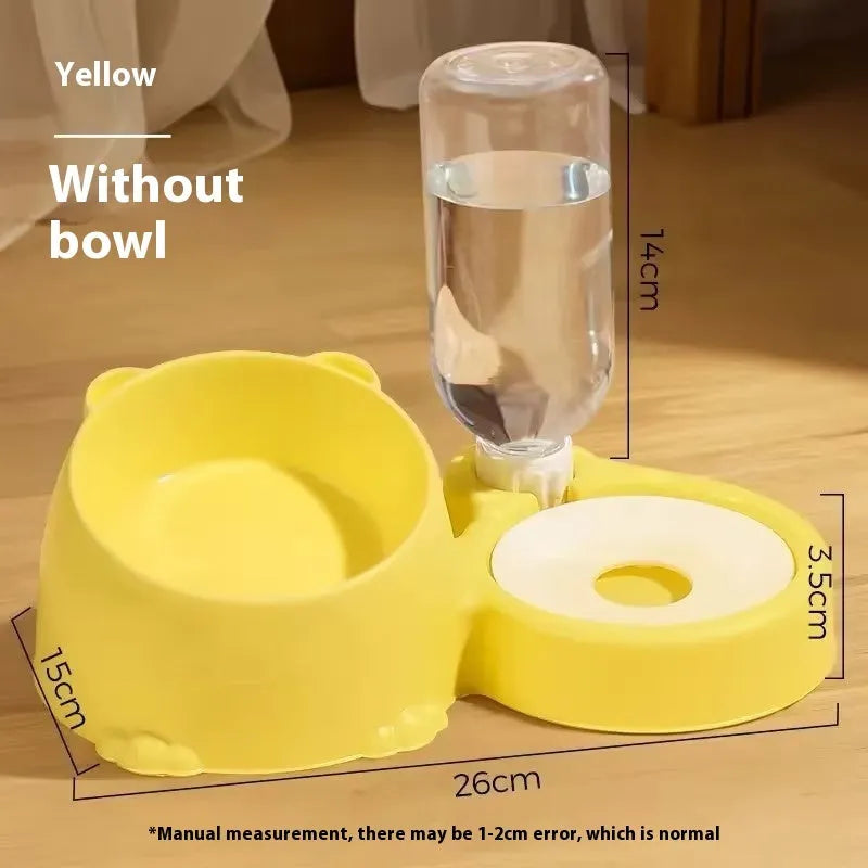 Double bowl automatic cat feeder with ceramic weighted base in haze blue colour.