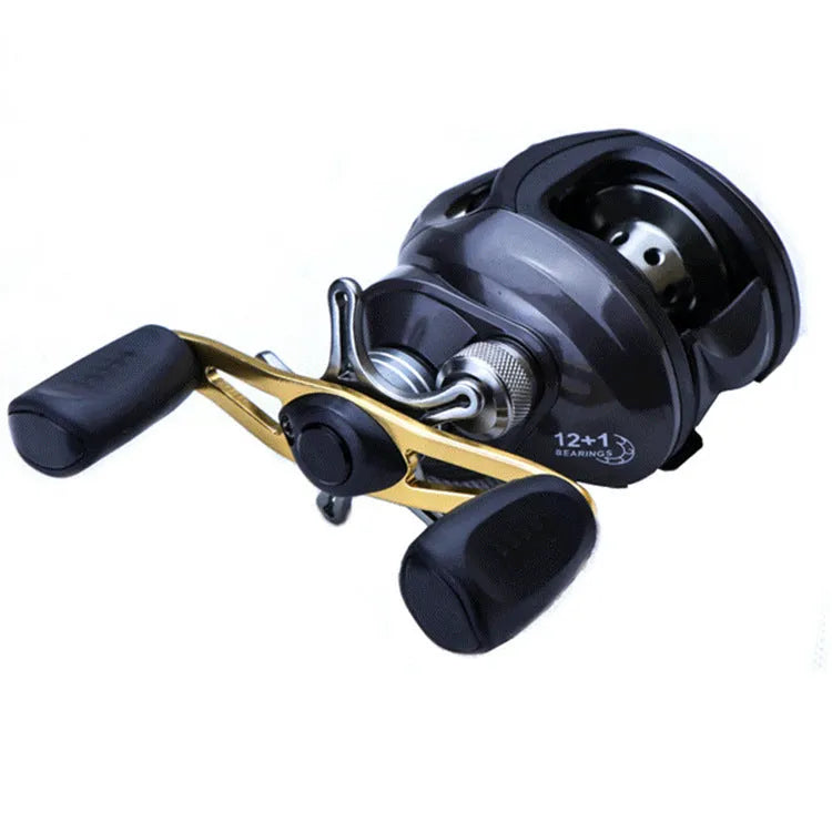 Luya Magnetic Metal Fishing Reel in black with all-copper gear and stainless steel bearings