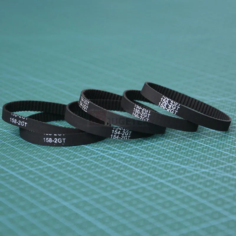Black rubber closed loop printer timing belt 158mm circumference 6mm width