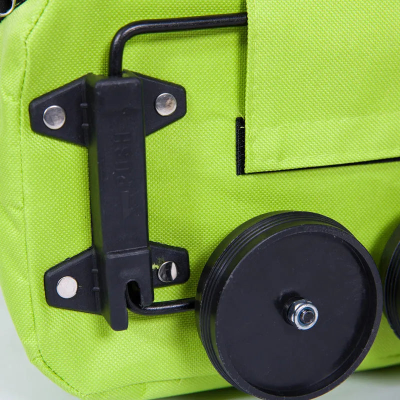 3 in 1 heavy duty shopping cart with wheels in green, expanded size 55x28x18 cm, Oxford cloth