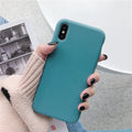 Silicone phone case for iPhone XR and XS Max shown in various solid colours