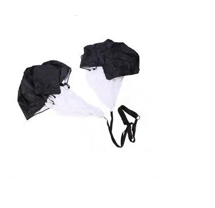 Black 56 inch polyester speed training parachute with adjustable waist belt for running resistance training