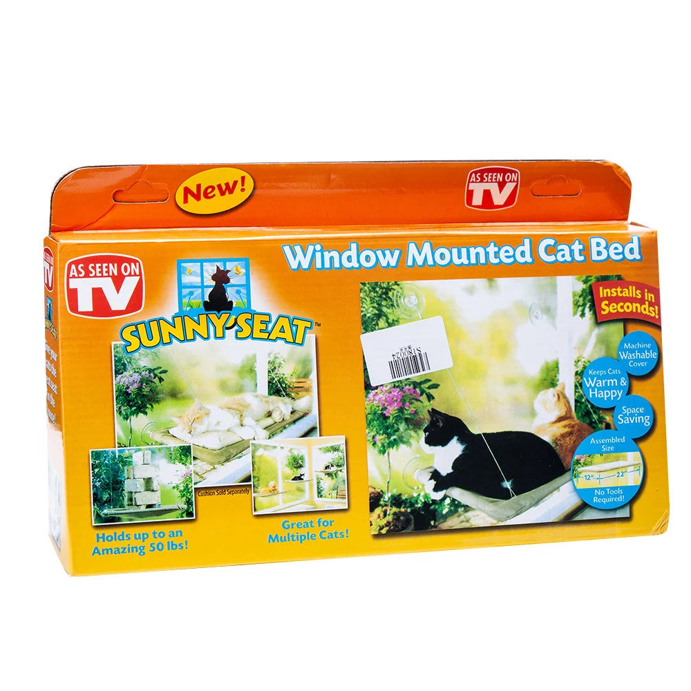 Cat window seat hammock with sturdy cloth cover and sucker cups for easy installation