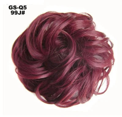 Synthetic wavy curly messy hair bun for women, 12cm diameter, high-temperature wire