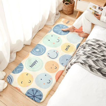 Cartoon rainbow printed non-slip carpet for kids room and living areas