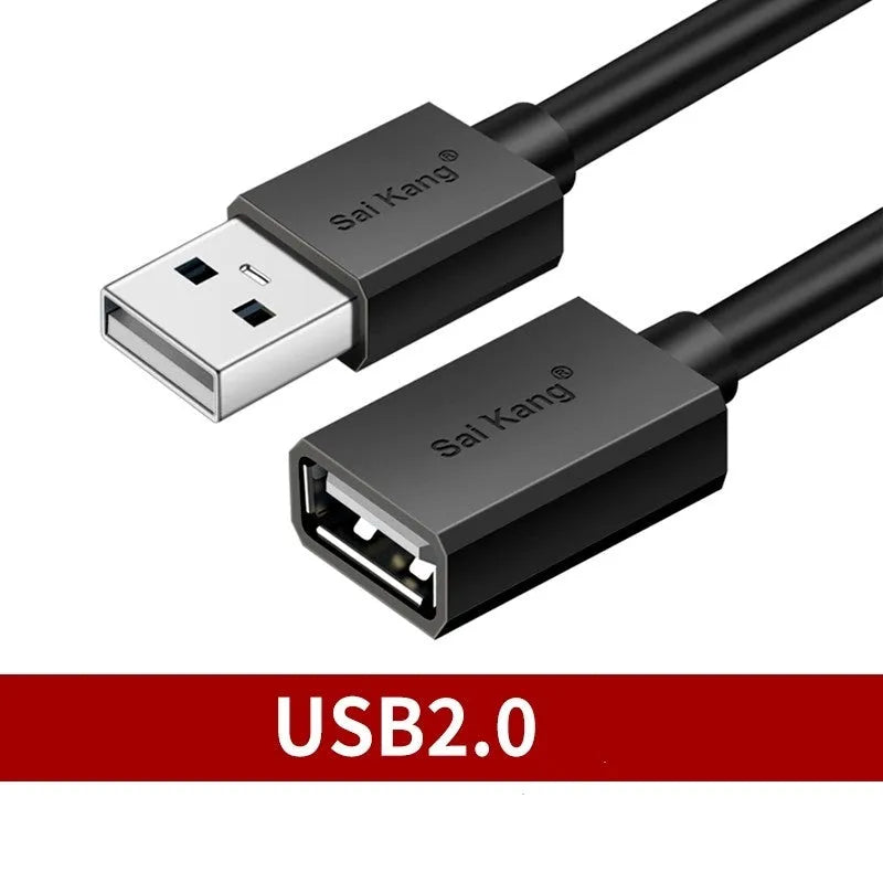 Black USB 3.0 and USB 2.0 male to female extension cable in various lengths.