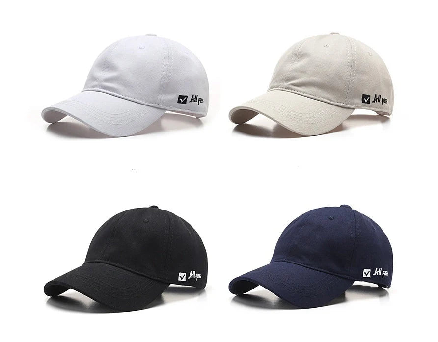 Adjustable cotton baseball cap with side letter embroidery in multiple colours