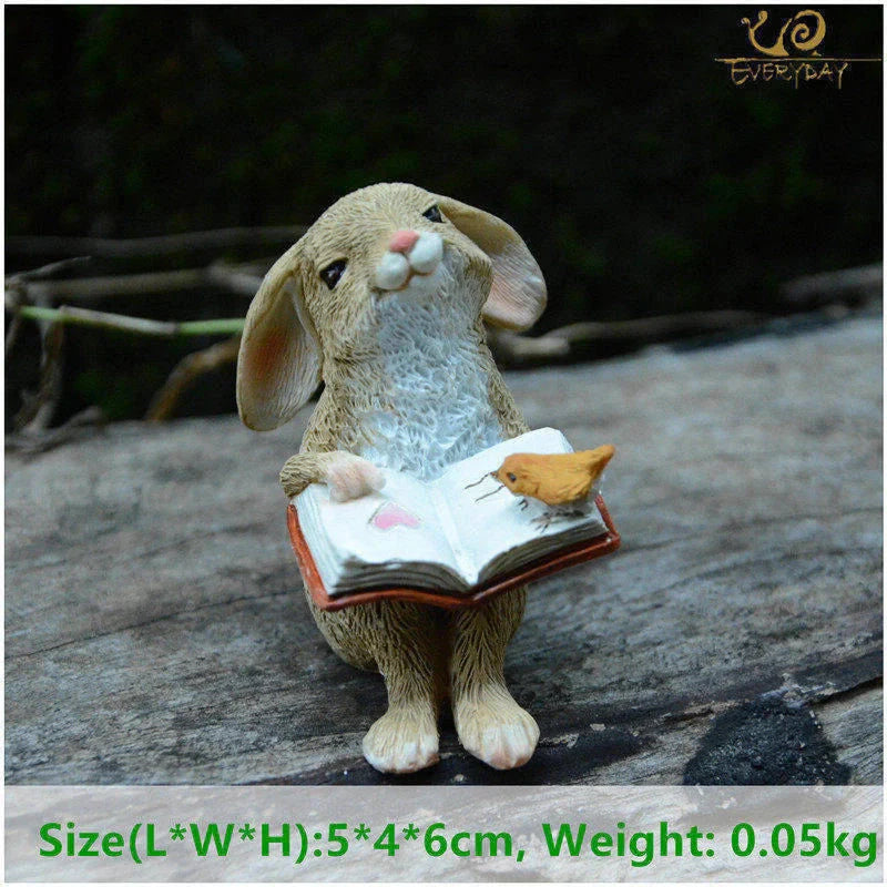 Cute bunny resin ornaments for pastoral living room decor