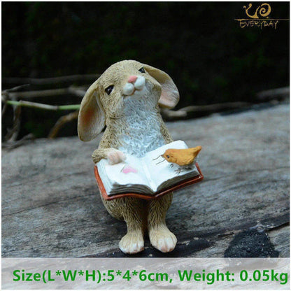 Cute bunny resin ornaments for pastoral living room decor