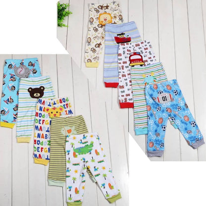 Cotton cartoon print children's leggings set of 5, soft and durable for babies 0-2 years