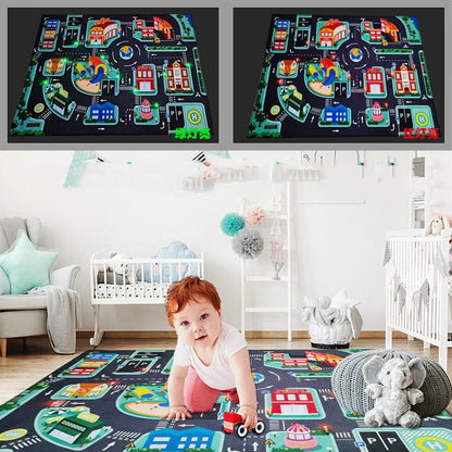 LED traffic light play rug for kids with vibrant colours and non-slip base