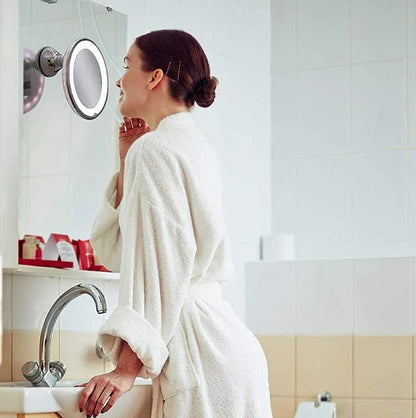 360 Swivel 10x Magnifying Bright LED Lighted Makeup Mirror with adjustable gooseneck