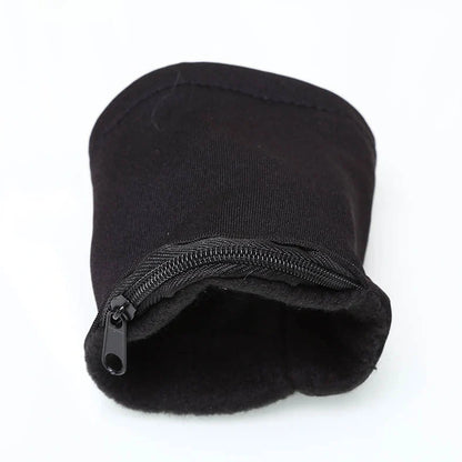 Red polar fleece wrist wallet with 15cm band for running and cycling storage