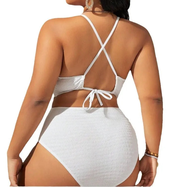 Women's belly-covering solid colour one-piece swimsuit in camel, sleeveless, size 2XL, polyester fabric