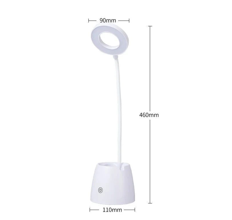 LED folding table lamp with adjustable color temperature and foldable design