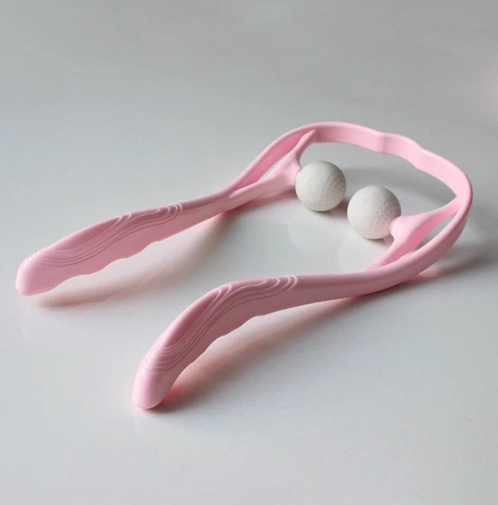 Adjustable neck massager in pink, blue, and green for deep tissue relief