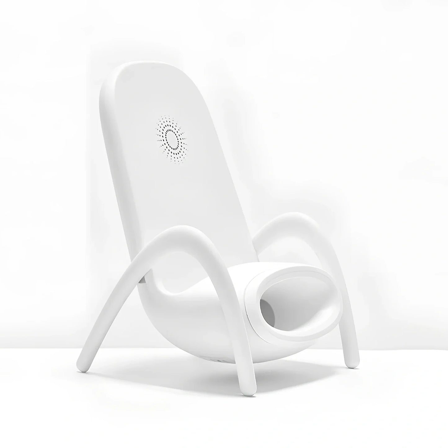 Black amplified wireless charger with bracket, 9.8 x 9.8 x 14.2 cm, for phone charging and audio boost