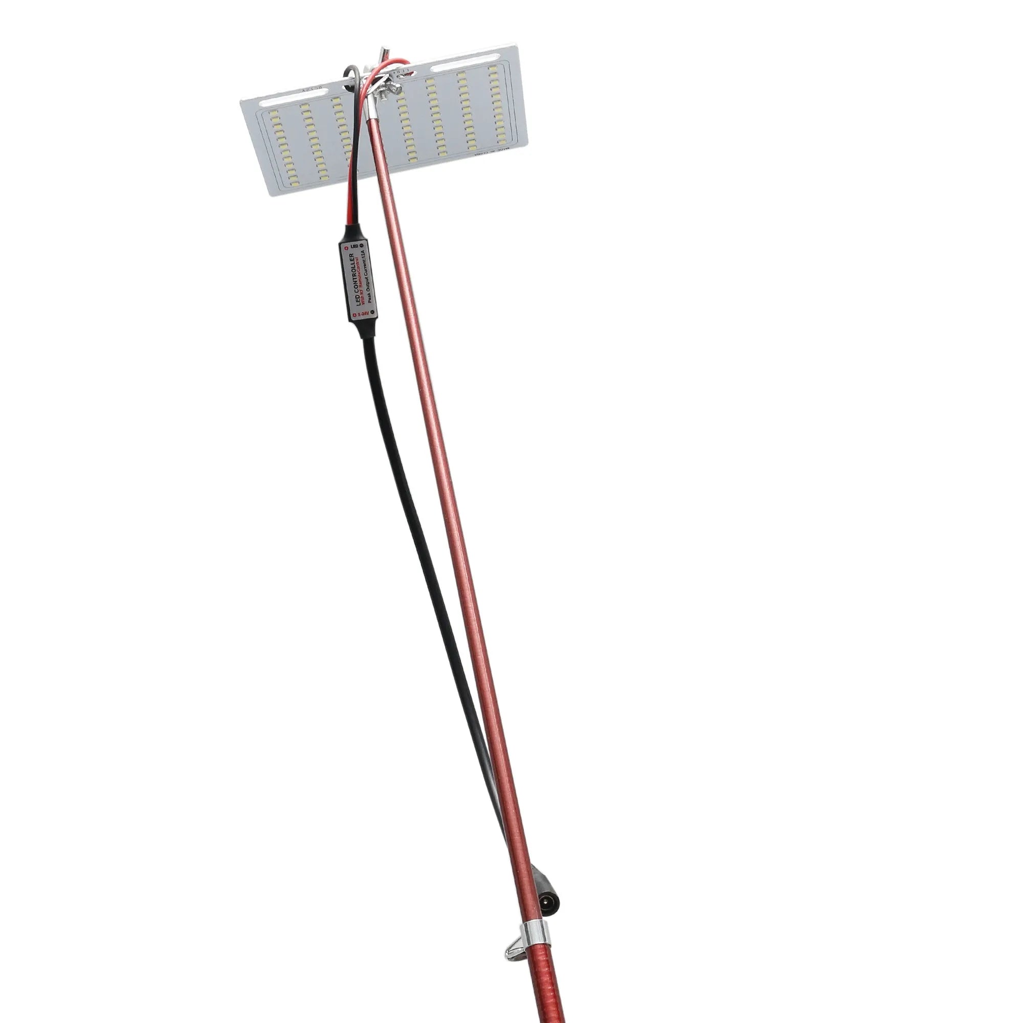 White LED fishing rod light unit with telescopic pole and remote control for outdoor use