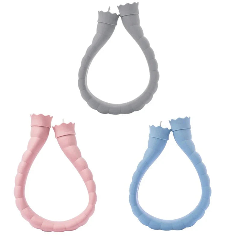 U-Shape Silicone Hot Water Bottle with Knitted Cover in Pink, Blue, and Grey