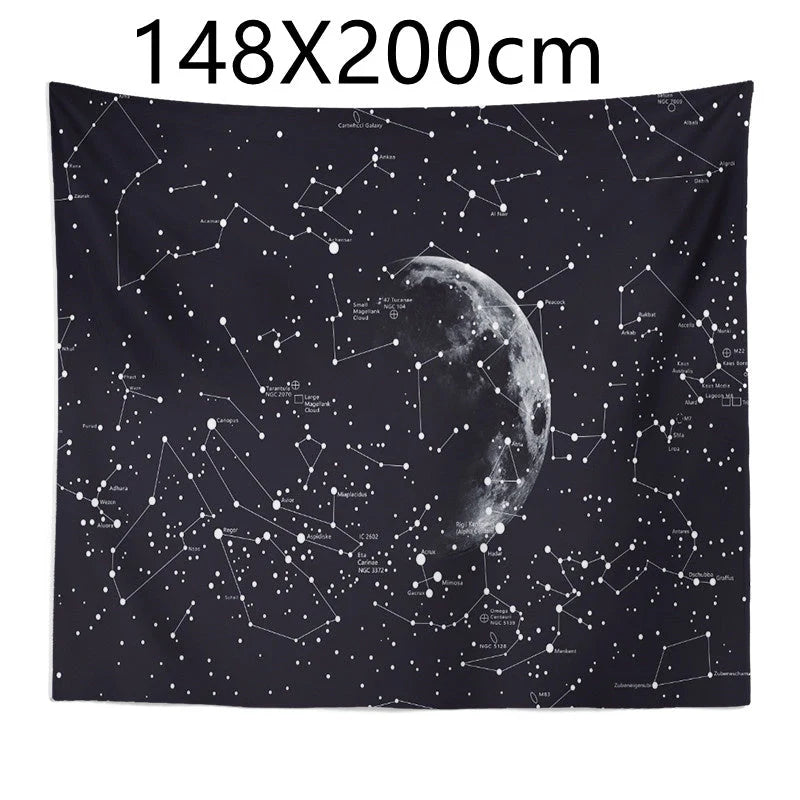 Constellation tapestry with moon pattern for bedroom decoration