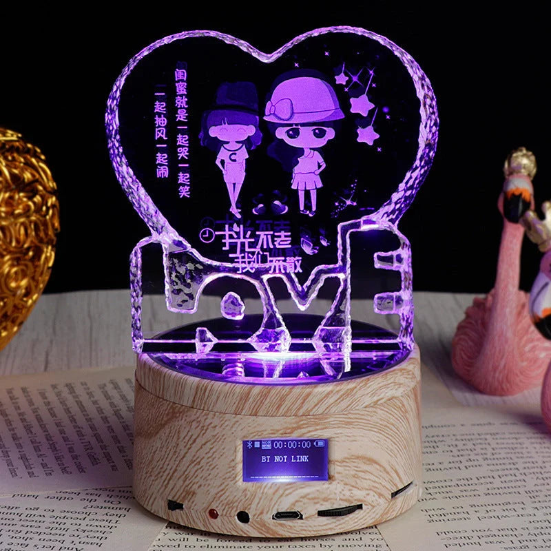 Personalised crystal photo night lamp with Bluetooth and colour changing features