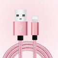 Nylon woven data cable in gold colour, compatible with Apple and Android, 1m length