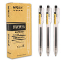 12 black frosted stick retractable gel pens with 0.5mm tips and two refills