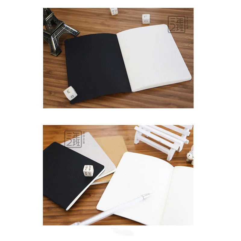 Retro graffiti sketchbook with plain blank pages in black cover, showing 102x142mm size and binding car line construction