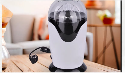 White hot air popcorn maker with measuring cup and removable chute