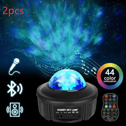 Bluetooth Music Starry Sky Projector with dynamic four-colour water pattern light and lasers