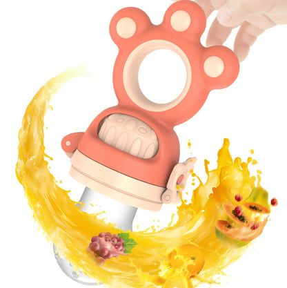 Baby fruit pacifier feeder with silicone mesh for safe feeding, BPA-free and sterilizable