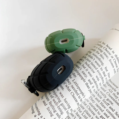 Cartoon silicone protective case for AirPods in black or green, soft material, 6.5cm length, drop-resistant cover