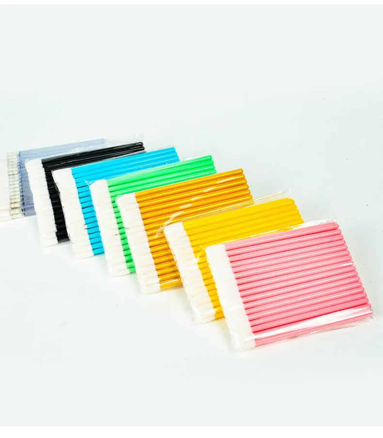 Disposable lip brush stick with flocking head and polypropylene handle in multiple colours