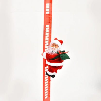 Magical musical climbing Santa Claus doll decoration with red ladder, playing holiday music