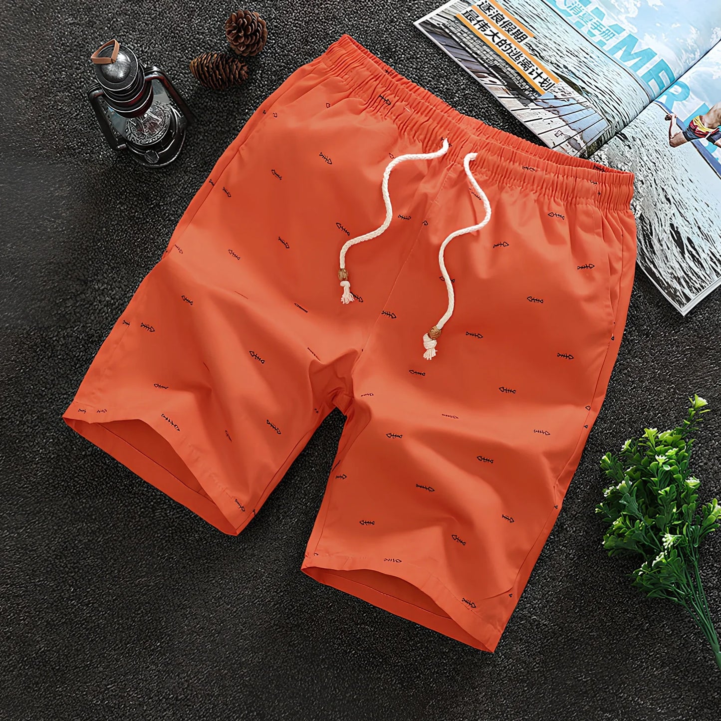 Cotton beach shorts with reinforced stitching in multiple colours and sizes