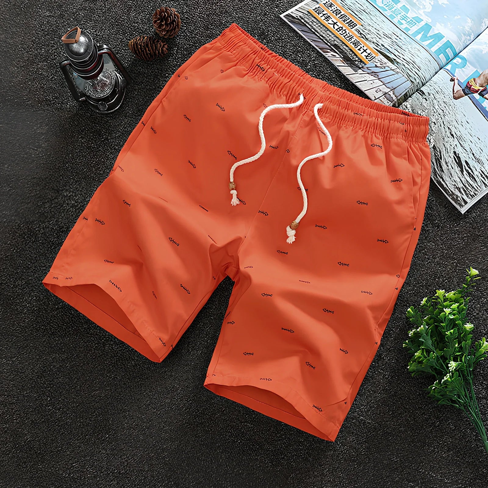 Cotton beach shorts with reinforced stitching in multiple colours and sizes