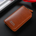 Black zipper multifunction card holder in synthetic leather with letter pattern, square vertical shape