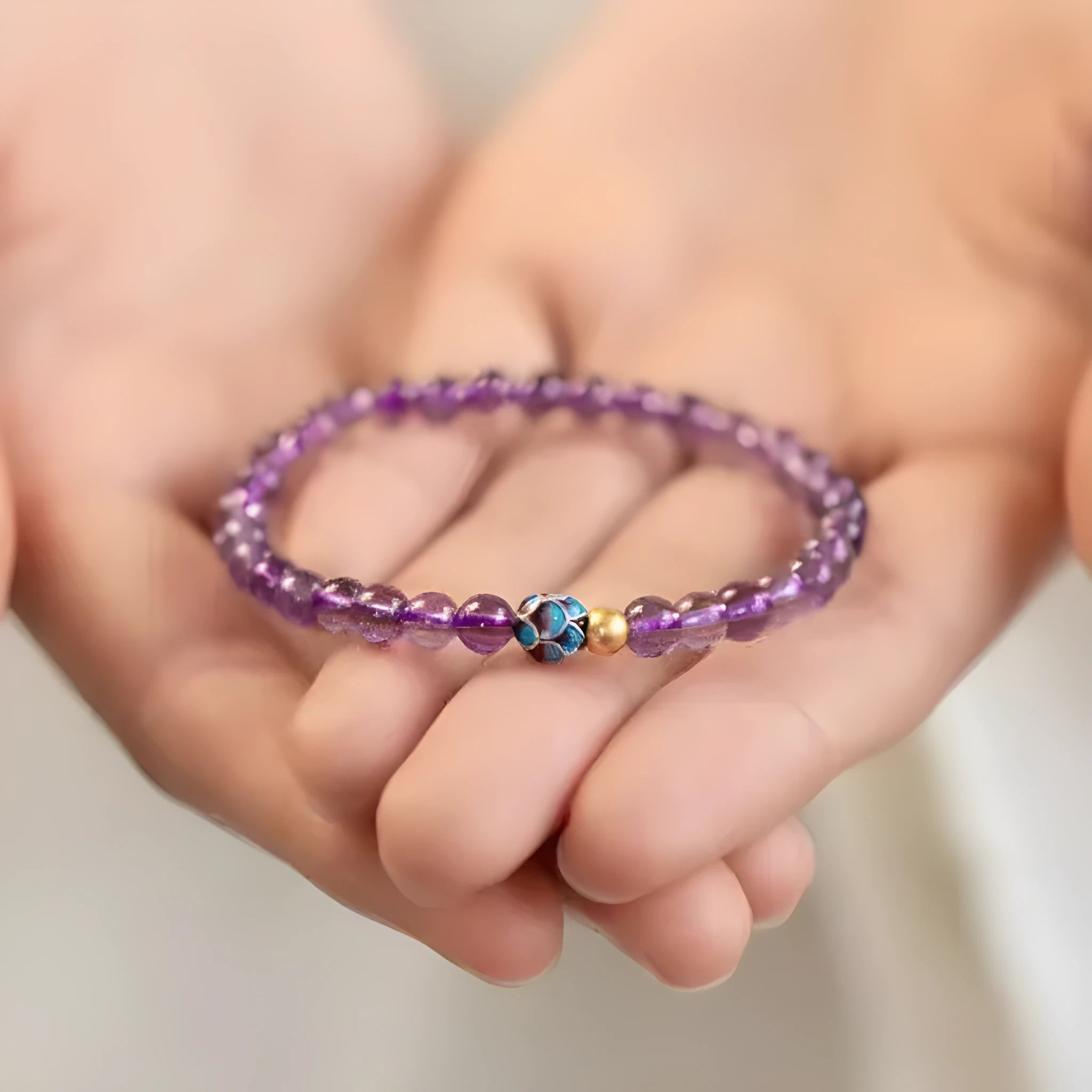 Nine Purple Lotus Bracelet in a retro Chinese student style for women