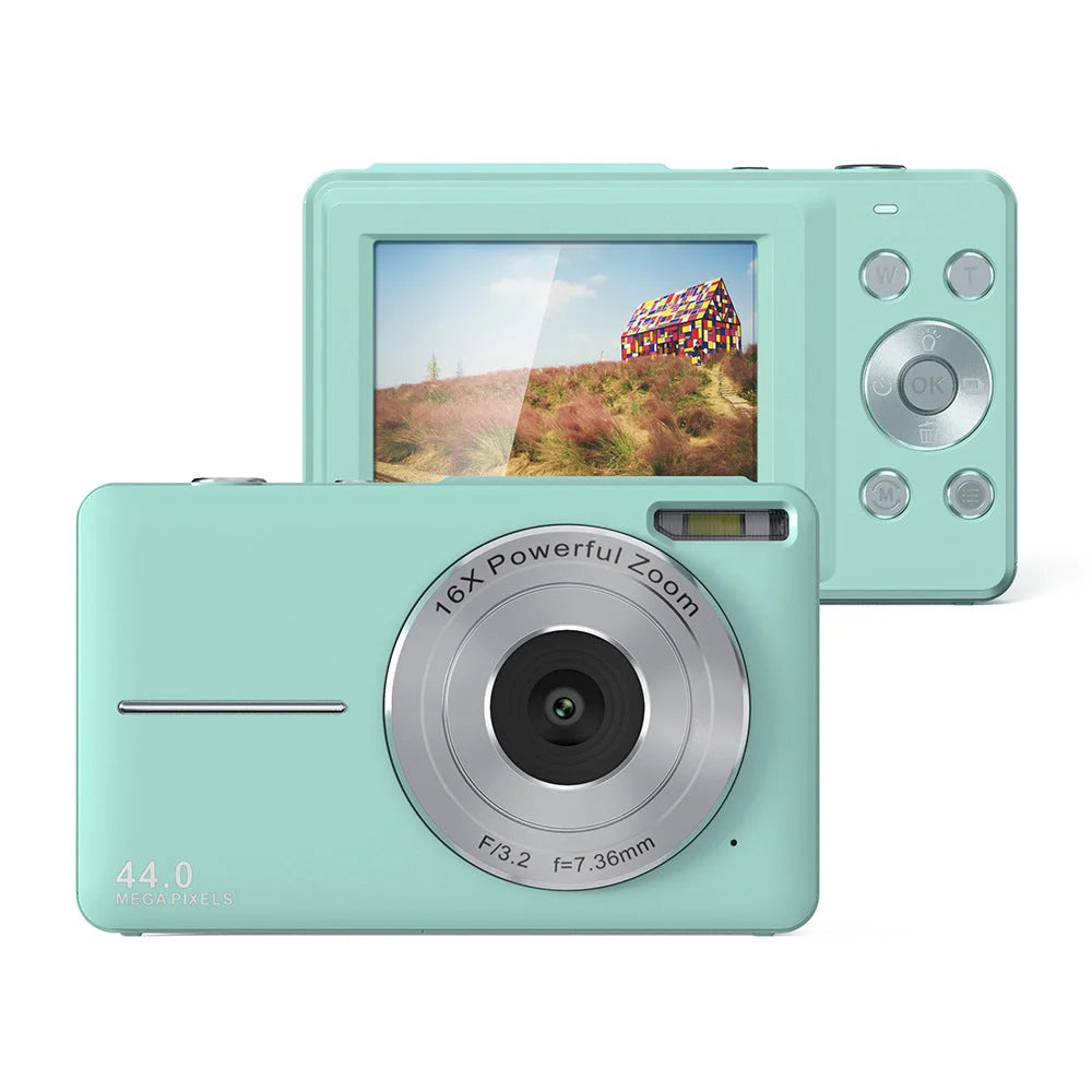 Children's mini digital camera capturing high-quality 44MP photos and 1080P videos
