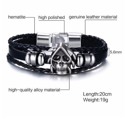 Alloy lucky figure 8 leather bracelet with adjustable leather strap and stainless steel accents