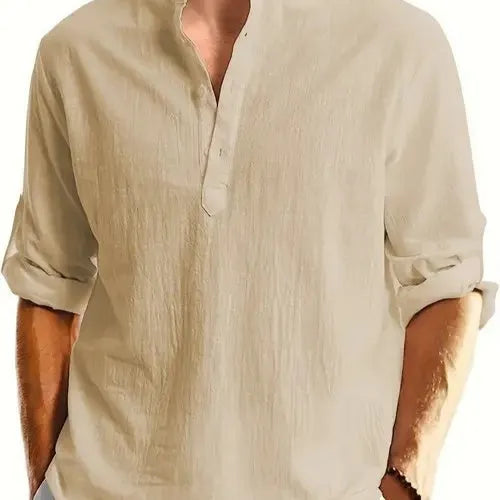 Men's printed casual shirt on a hanger, showing one of eight available colour options.