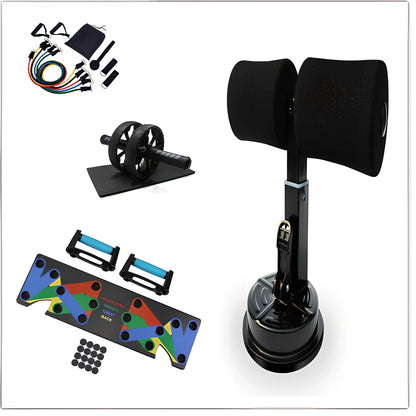 Black 9-in-1 Push-Up Rack Edge with colour-coded plates and silicone handles for upper body training, 60 x 18.5 x 2 cm size